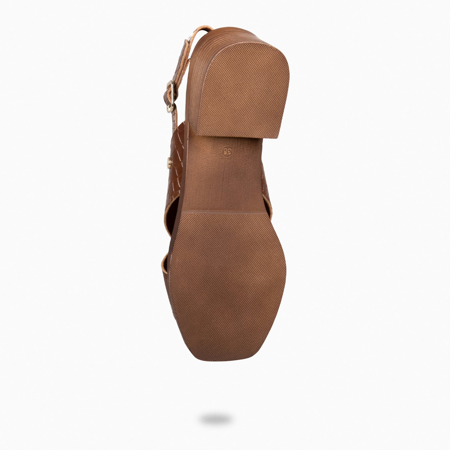 BETANIA - sandálias rasas em couro com gravação efeito crocodilo