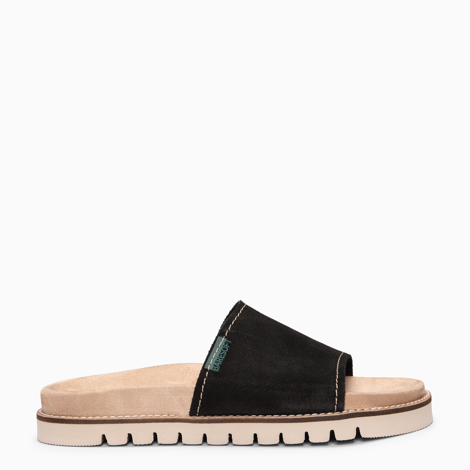 CUBA - Sandalias tipo pala de serraje NEGRO