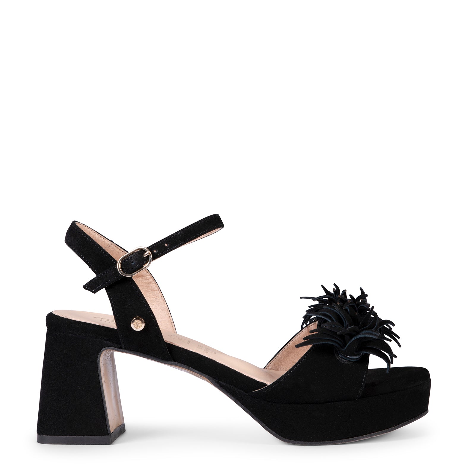 POMPON – Sandales à talon moyen NOIR