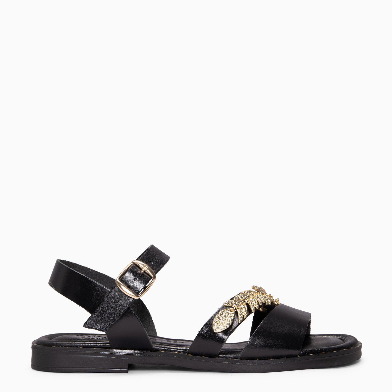 THEMIS - Sandalias planas de piel NEGRO