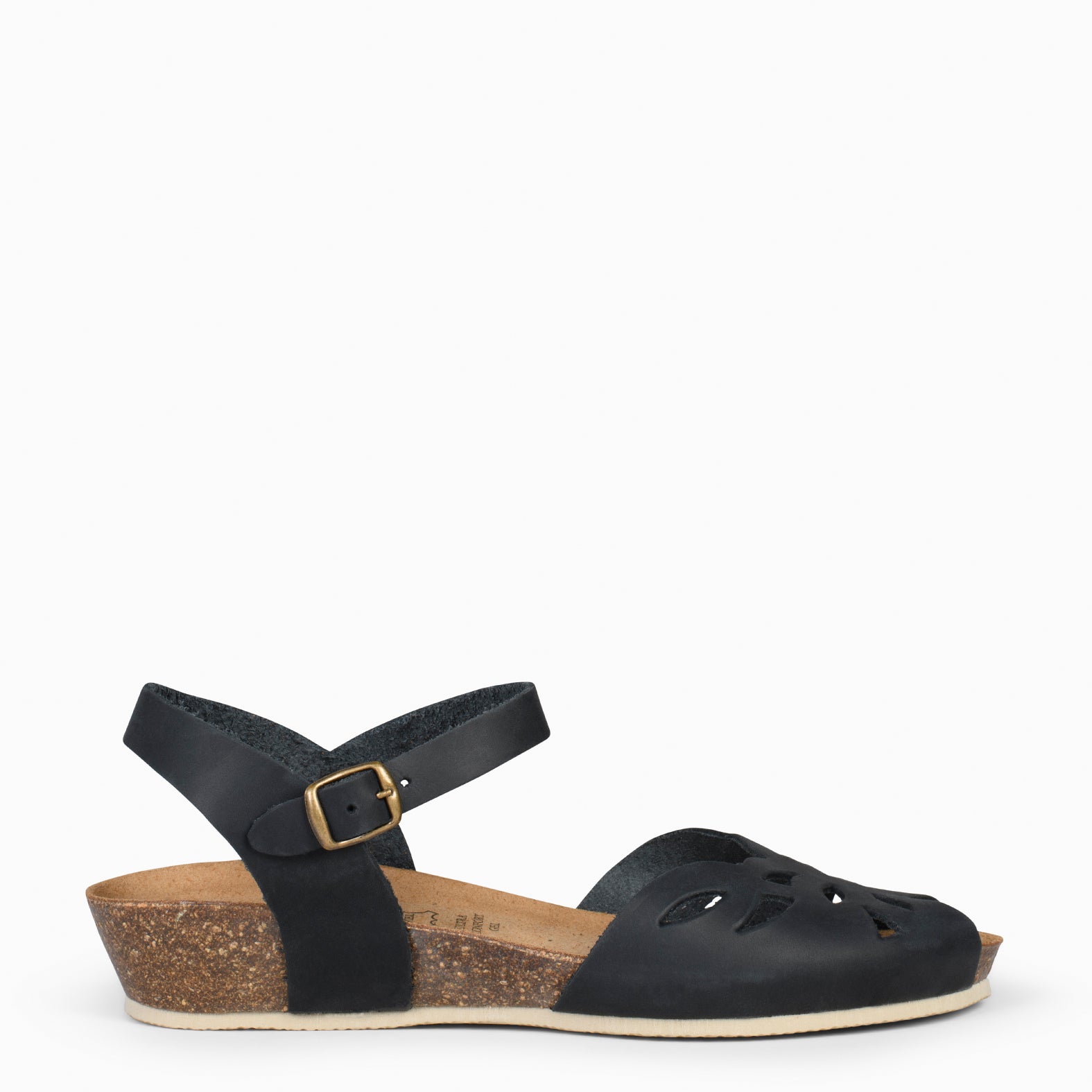 ALOE – Sandales compensées en liège NOIR