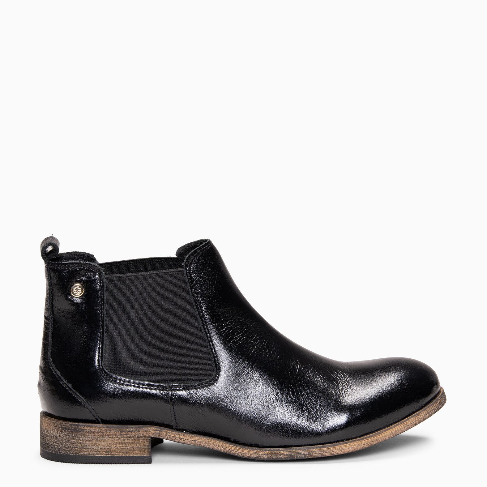 CLAIRE - Botín de serraje estilo Chelsea NEGRO CHAROL