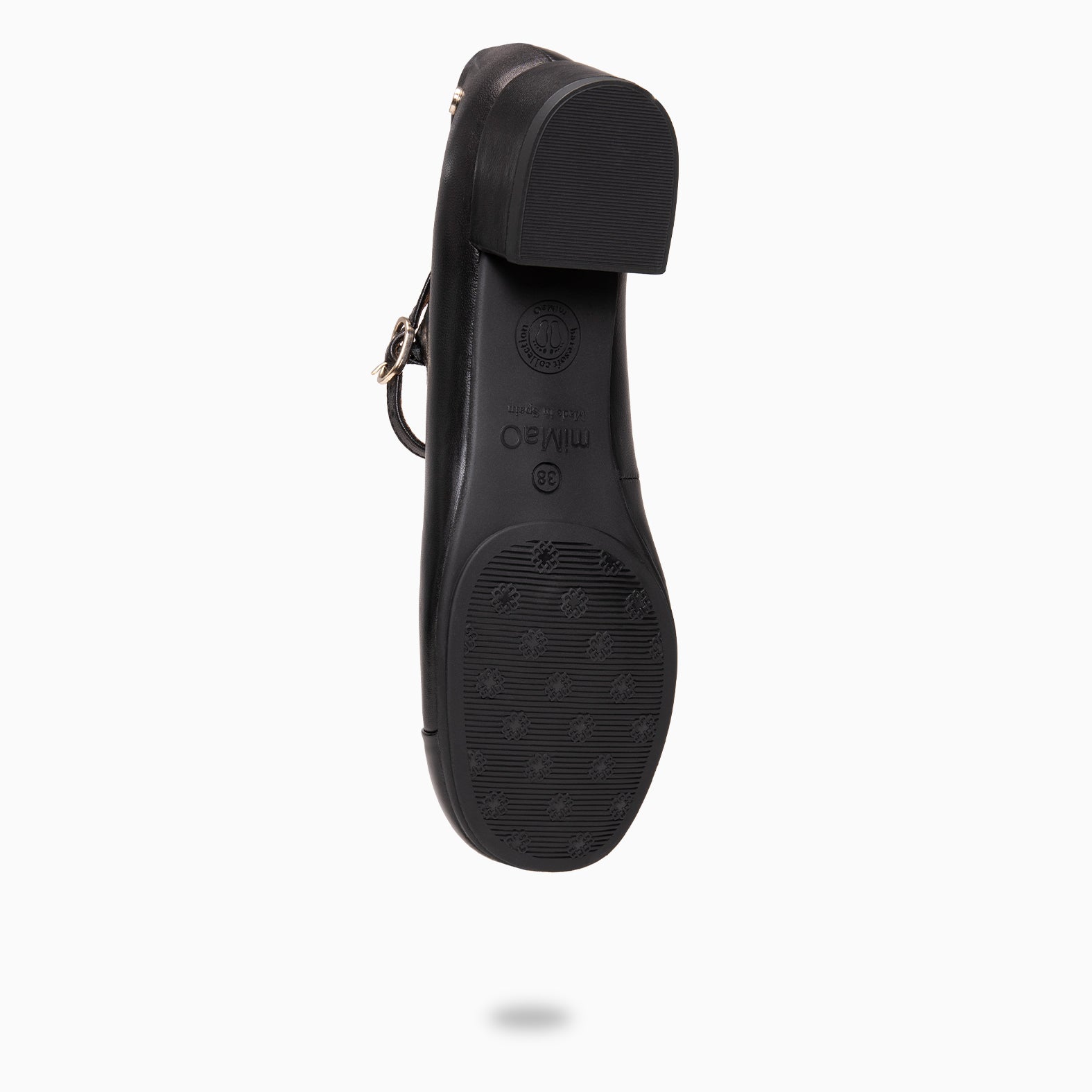 FLORA - Mercedita con tacón de piel bicolor NEGRO