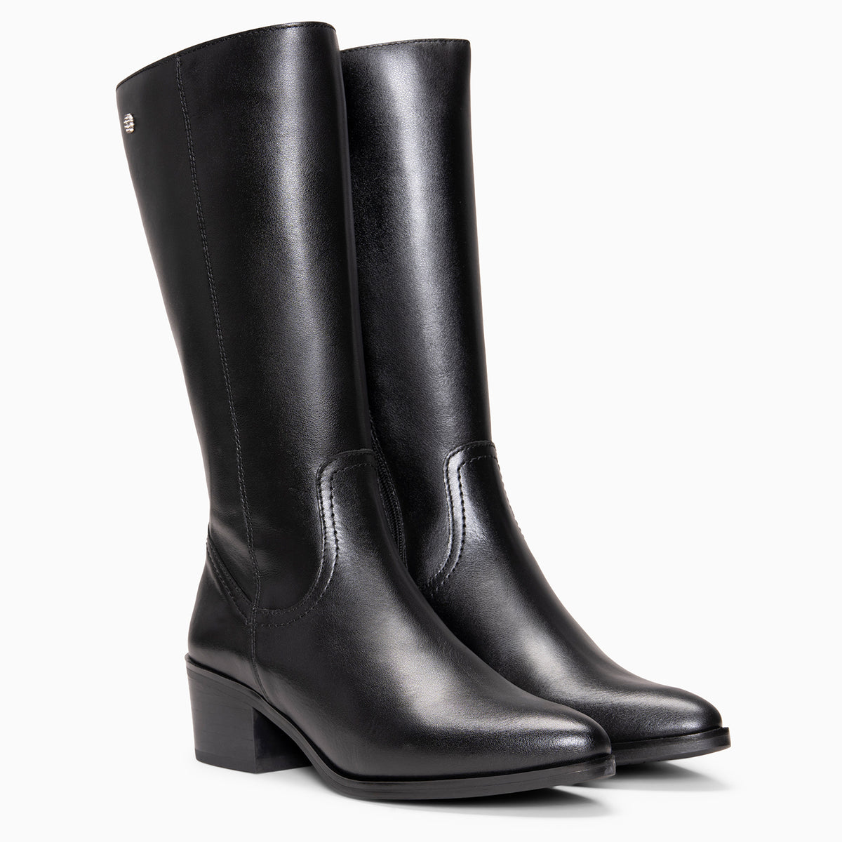 MARINA - BLACK Leather mid-calf boots