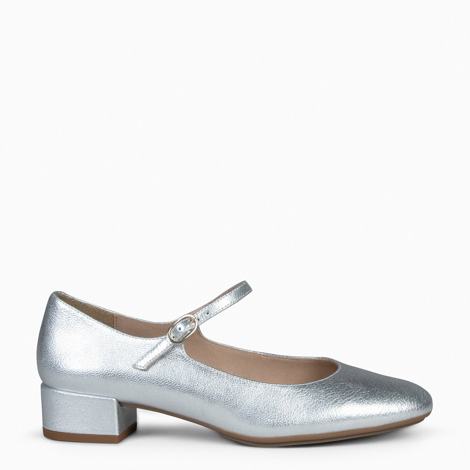NORA - SILVER MARY-JANE WITH LOW HEEL