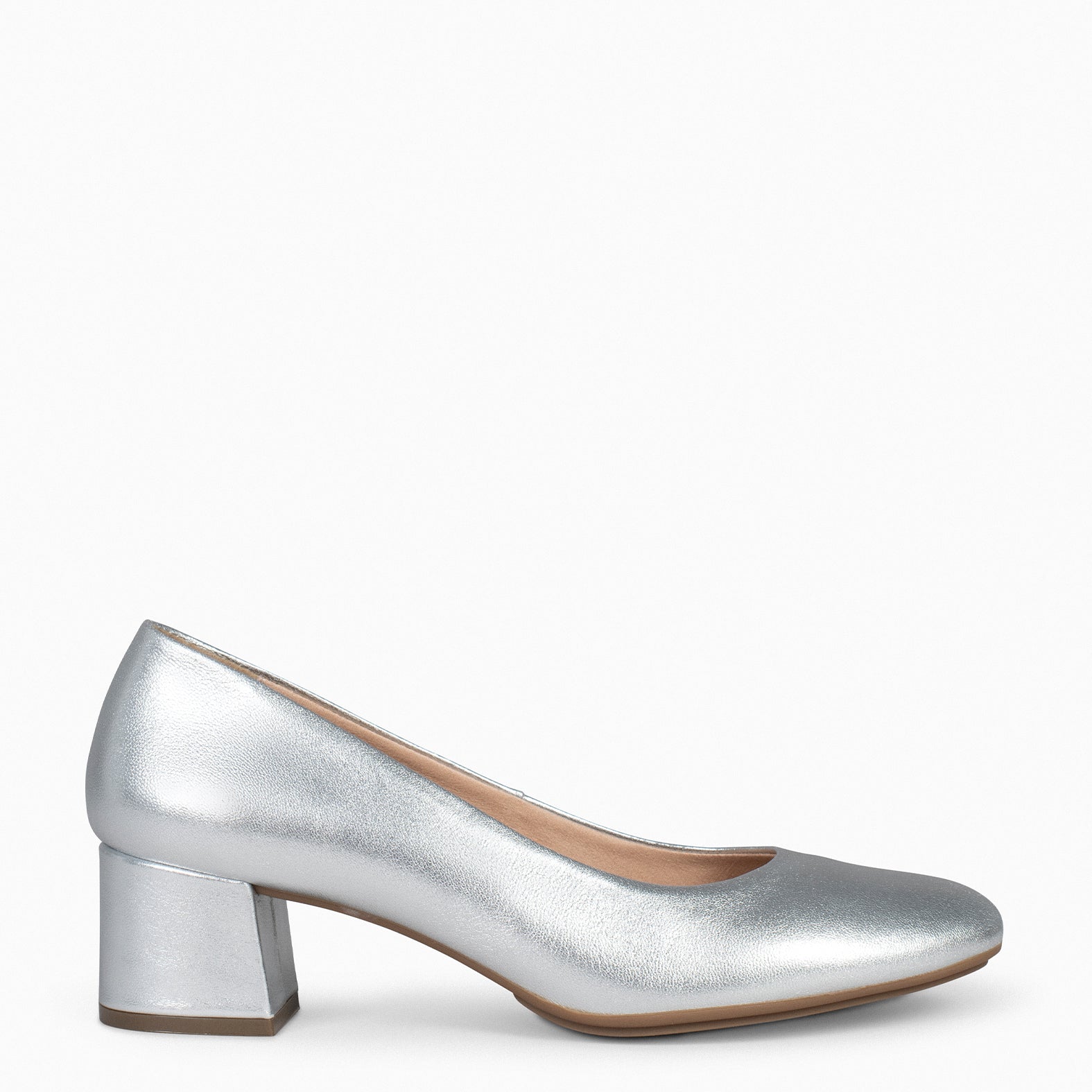 URBAN ROUND SLPASH - SILVER METALLIC NAPPA LEATHER LOW HEELS