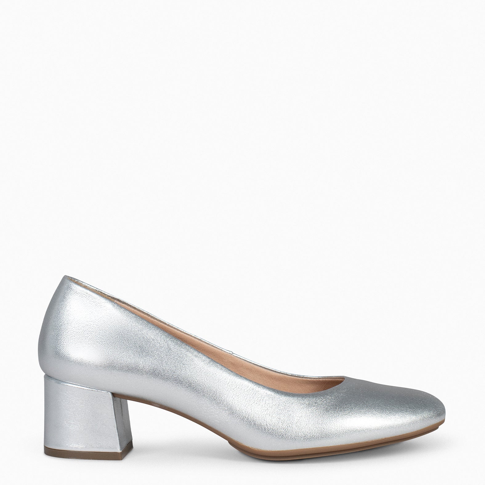 Silver low high clearance heels