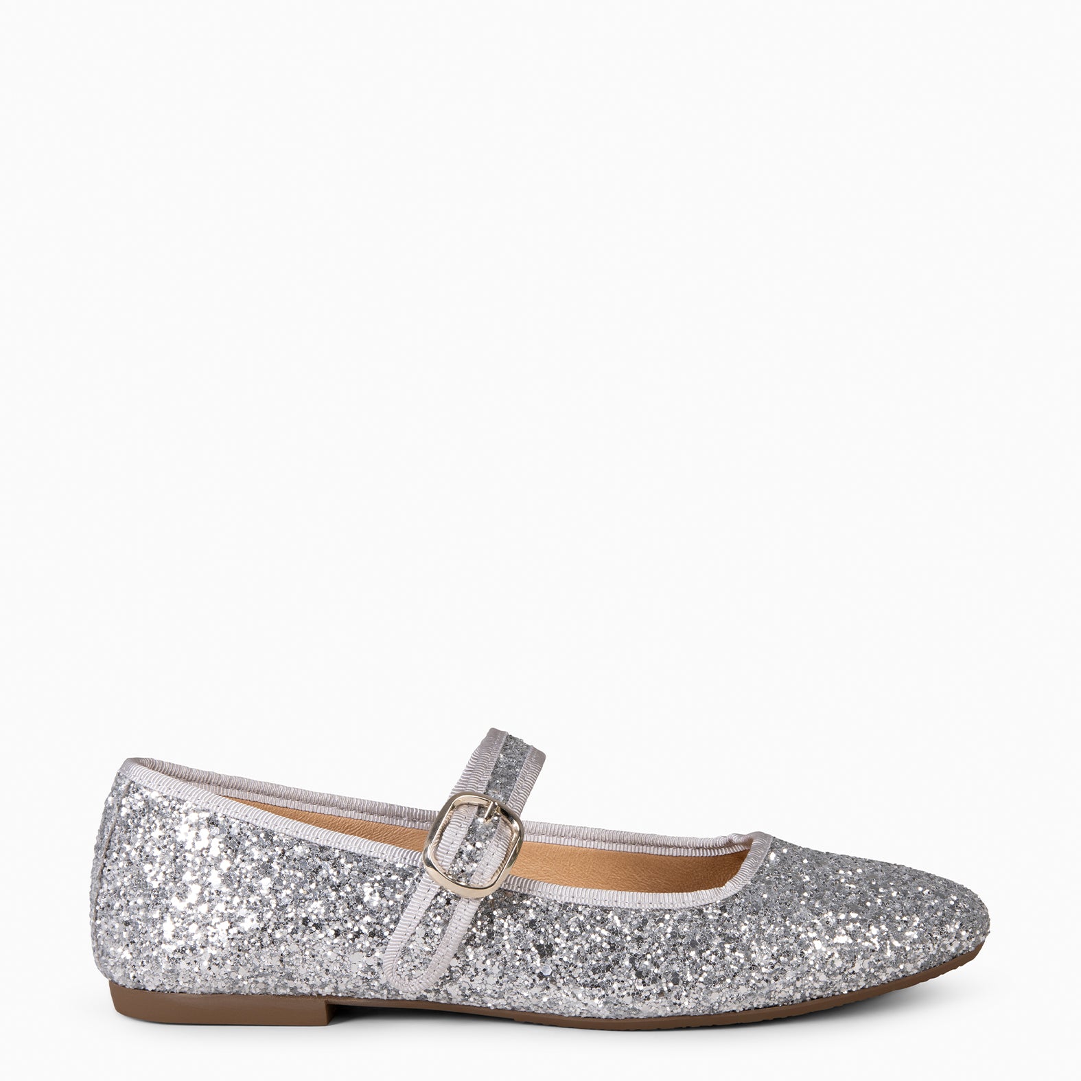 CLARA - SILVER SQUARE TOE MARY-JANES