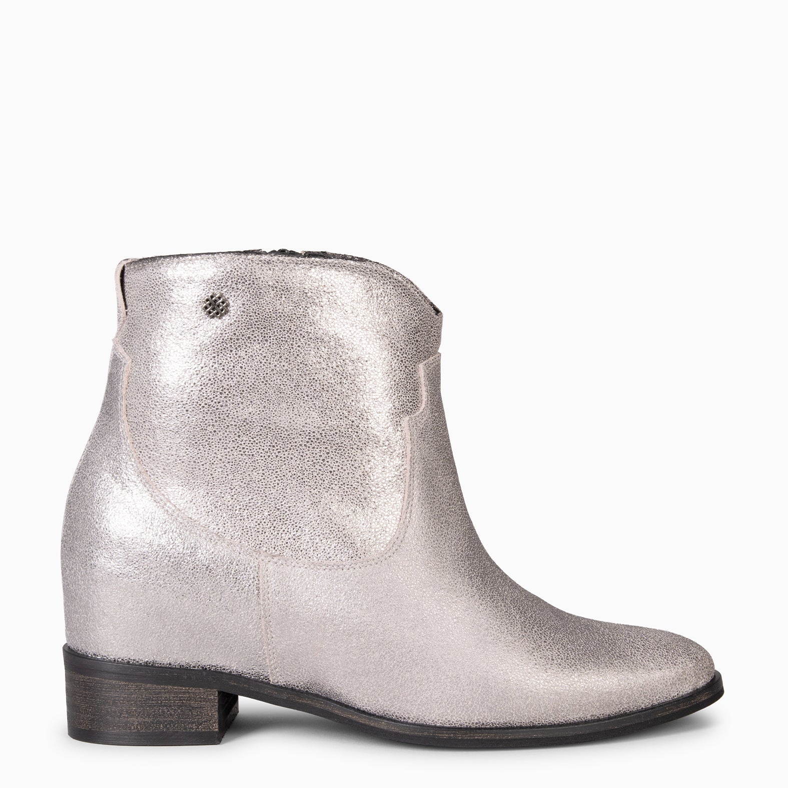 JESSY - Botín cowboy con cuña interna PLATA