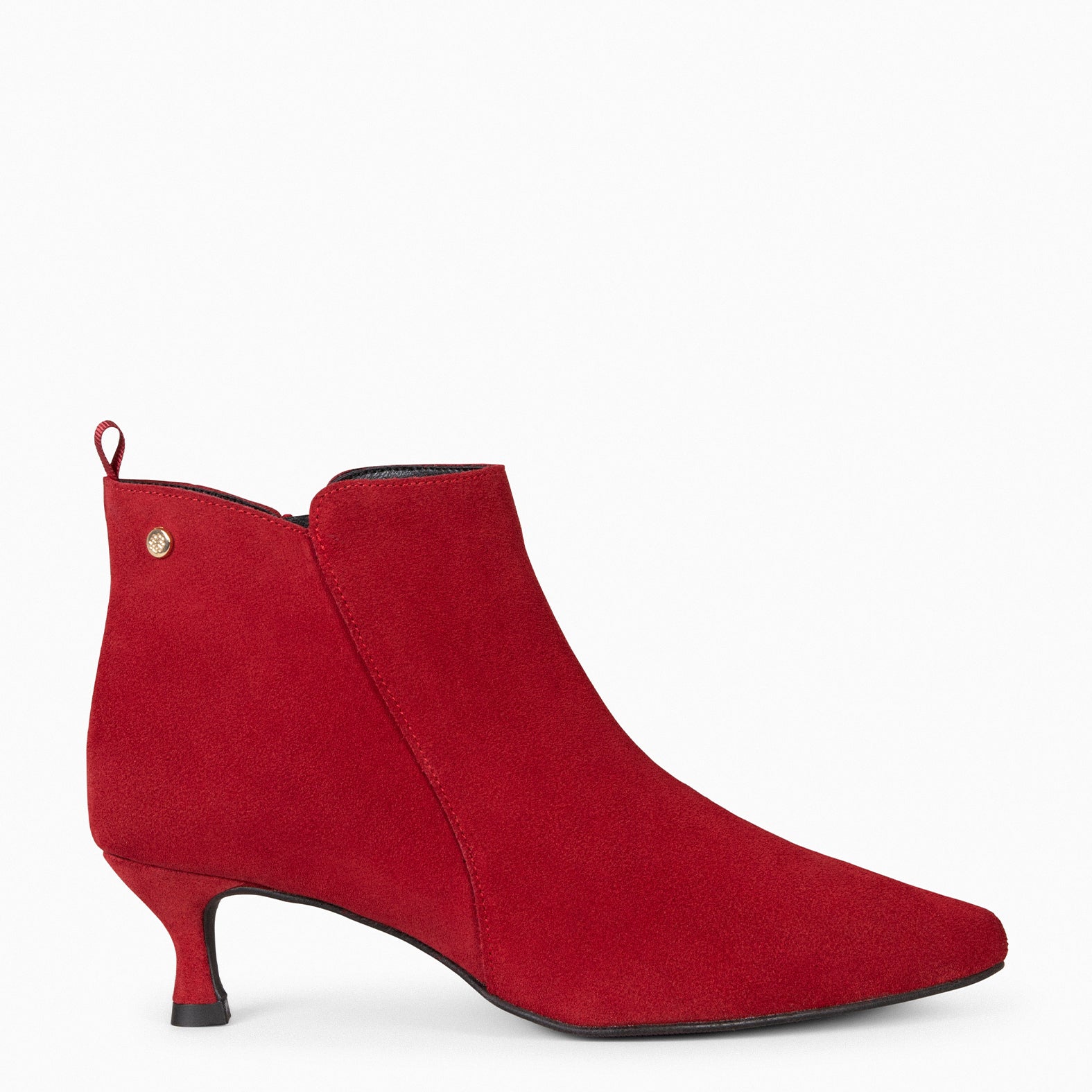 ROYAL SUEDE – RED Low heel booties miMaO ®