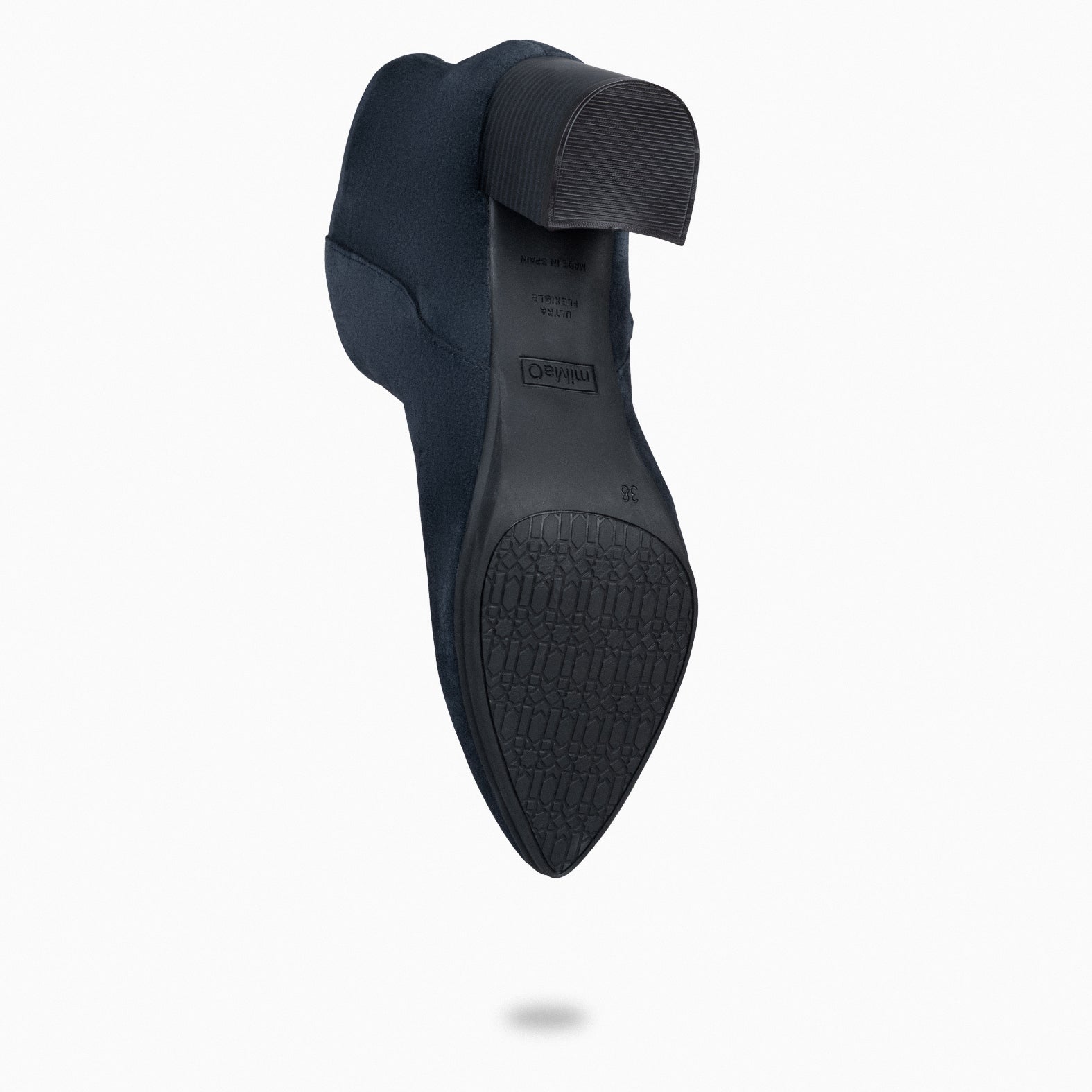 CITY - NAVY suede leather wide heel ankle boots