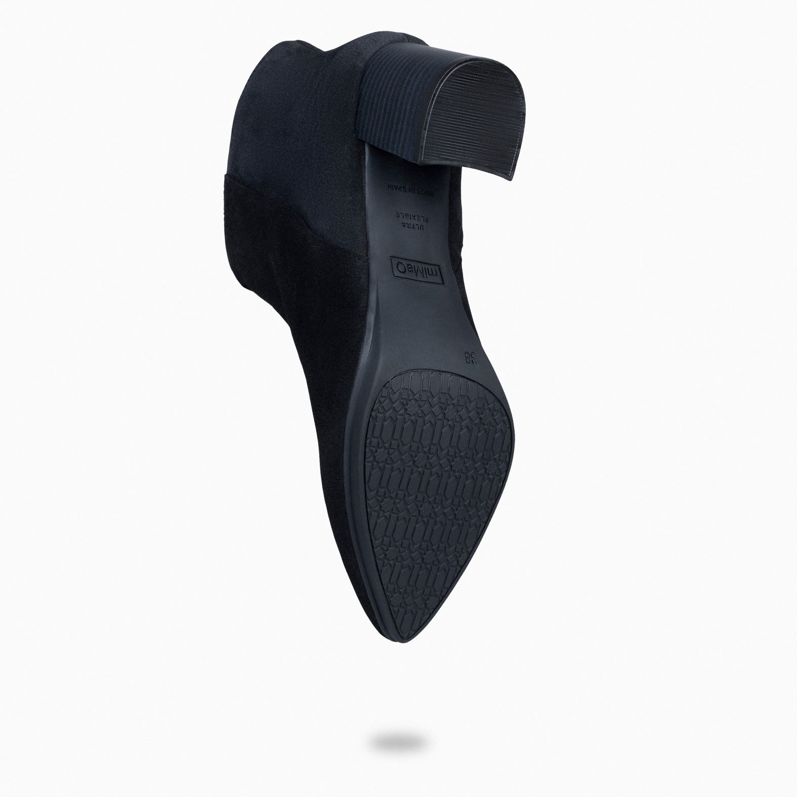 CITY - Botines de tacón ancho y punta fina NEGRO de serraje - miMaO ®