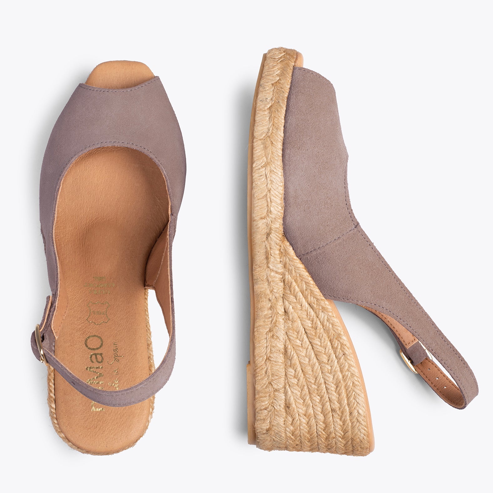 BALERMA – Cuñas de esparto altas de serraje TAUPE