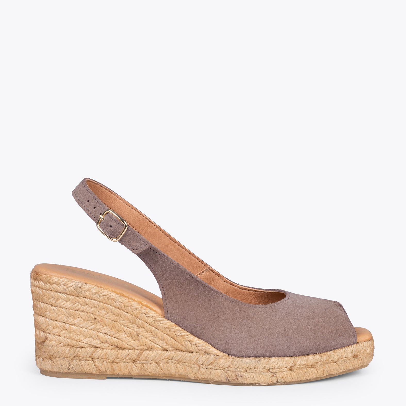 BALERMA – Cuñas de esparto altas de serraje TAUPE