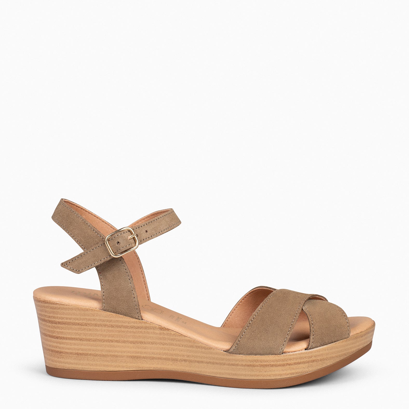 MAR TAUPE CASUAL WEDGE SANDALS miMaO ® - Main Image