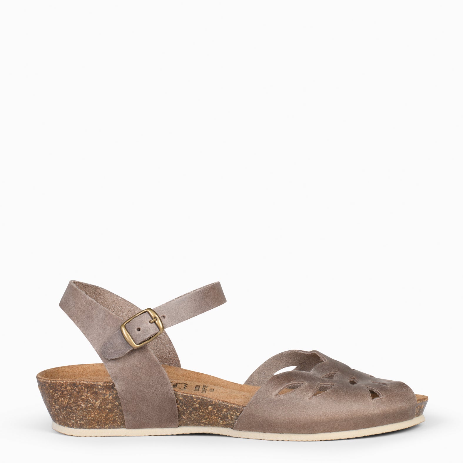 ALOE – Sandalias bio con cuña TAUPE