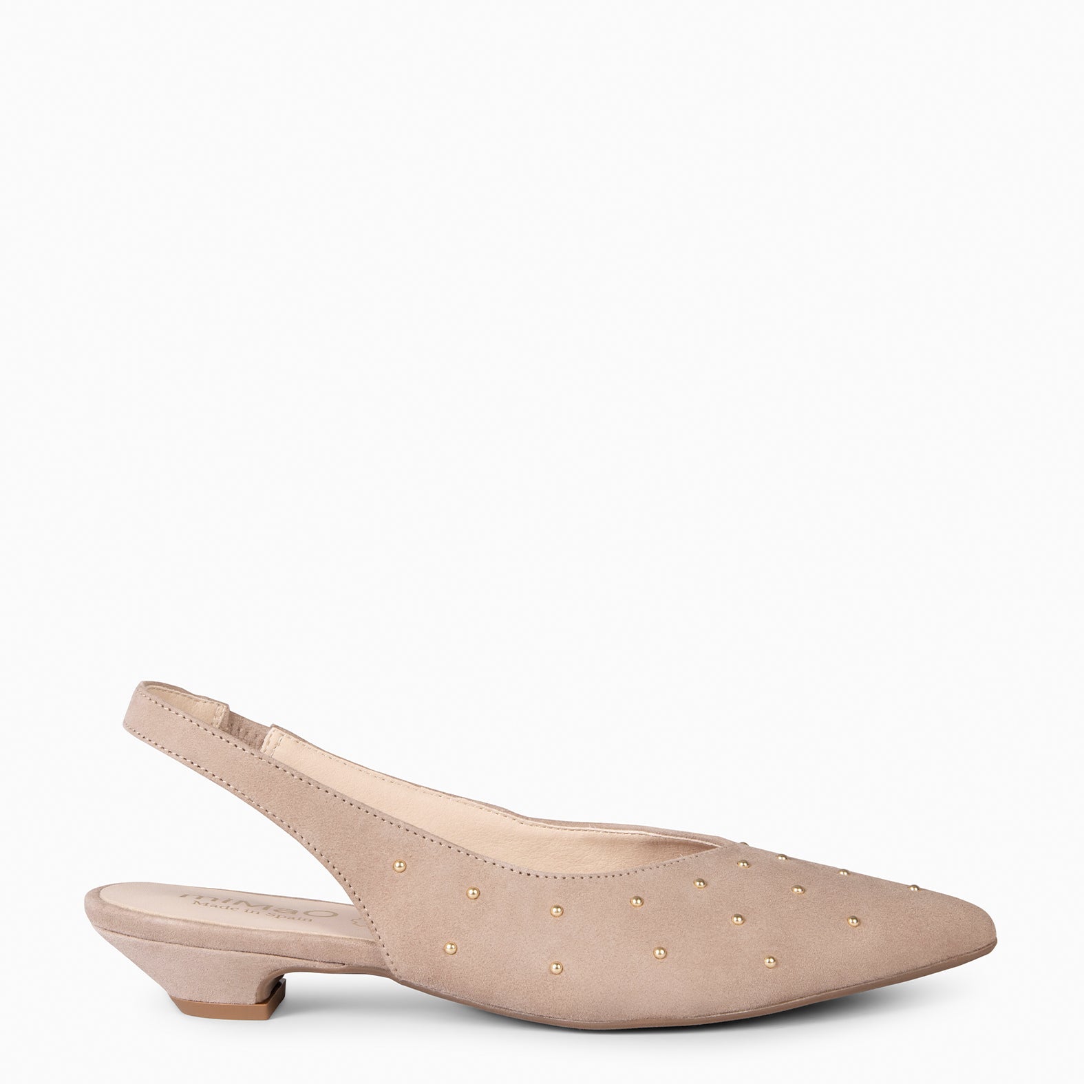 ORION – ZAPATOS BAJOS DESTALONADOS CON TACHAS TAUPE