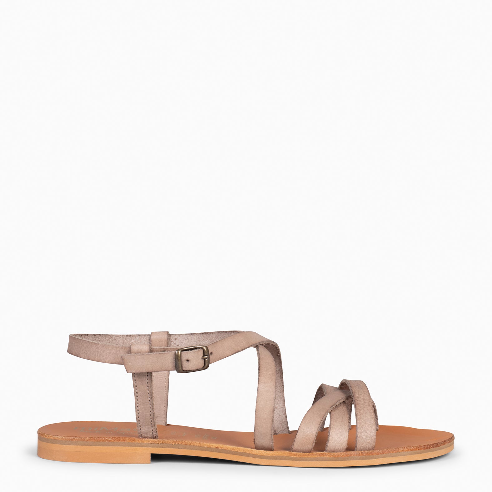 IXORA - Sandalias planas de mujer con hebilla TAUPE