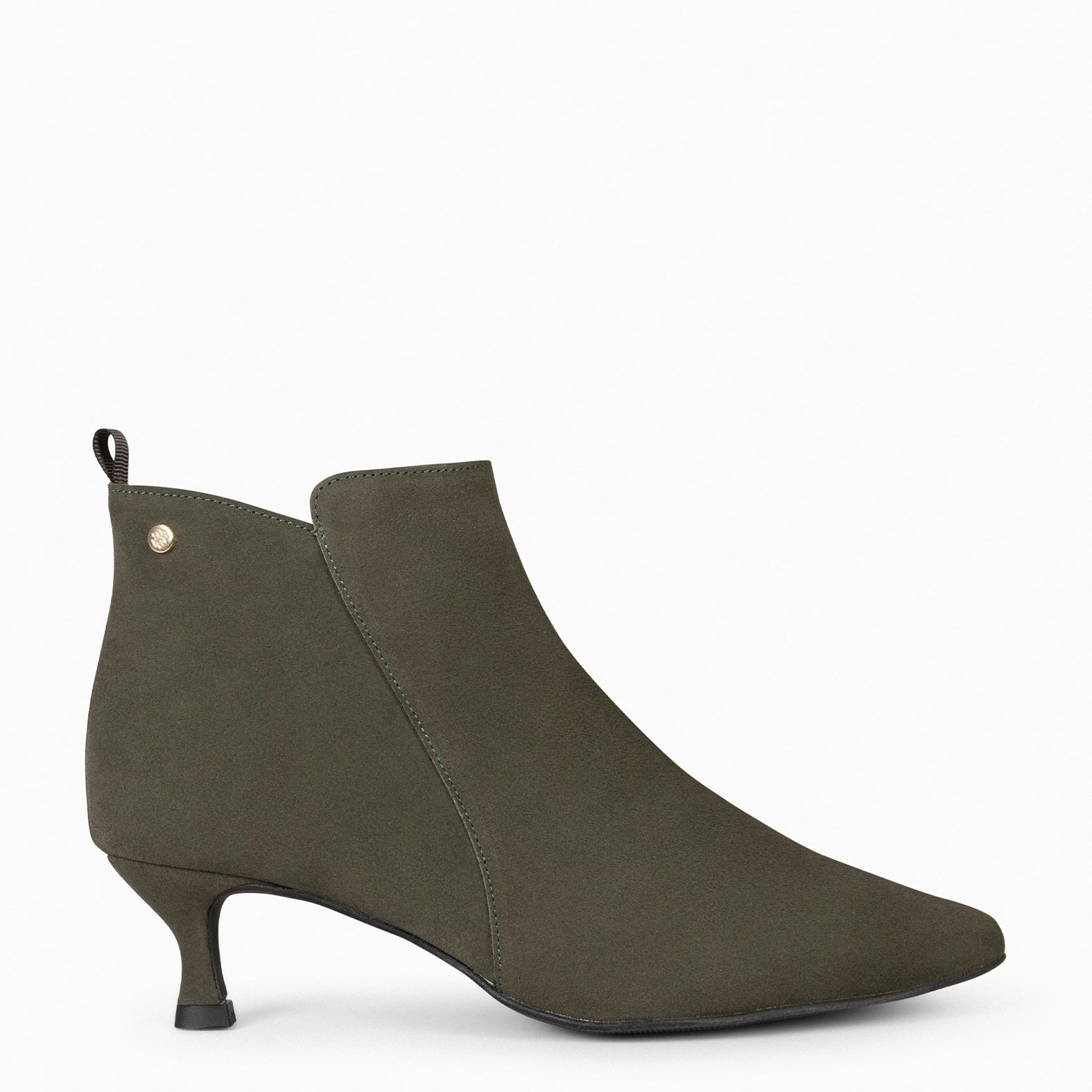 ROYAL SUEDE – GREEN Low heel booties miMaO ®