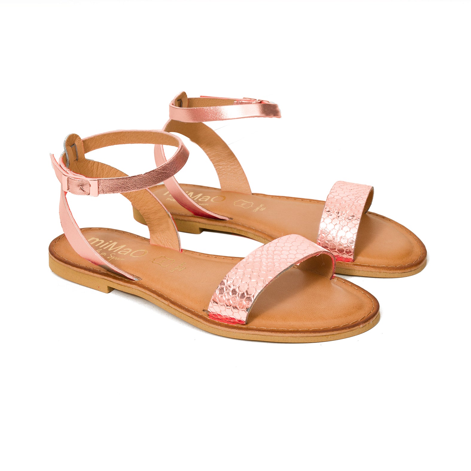 PULSERA - Sandalias planas con pulsera ORO ROSA