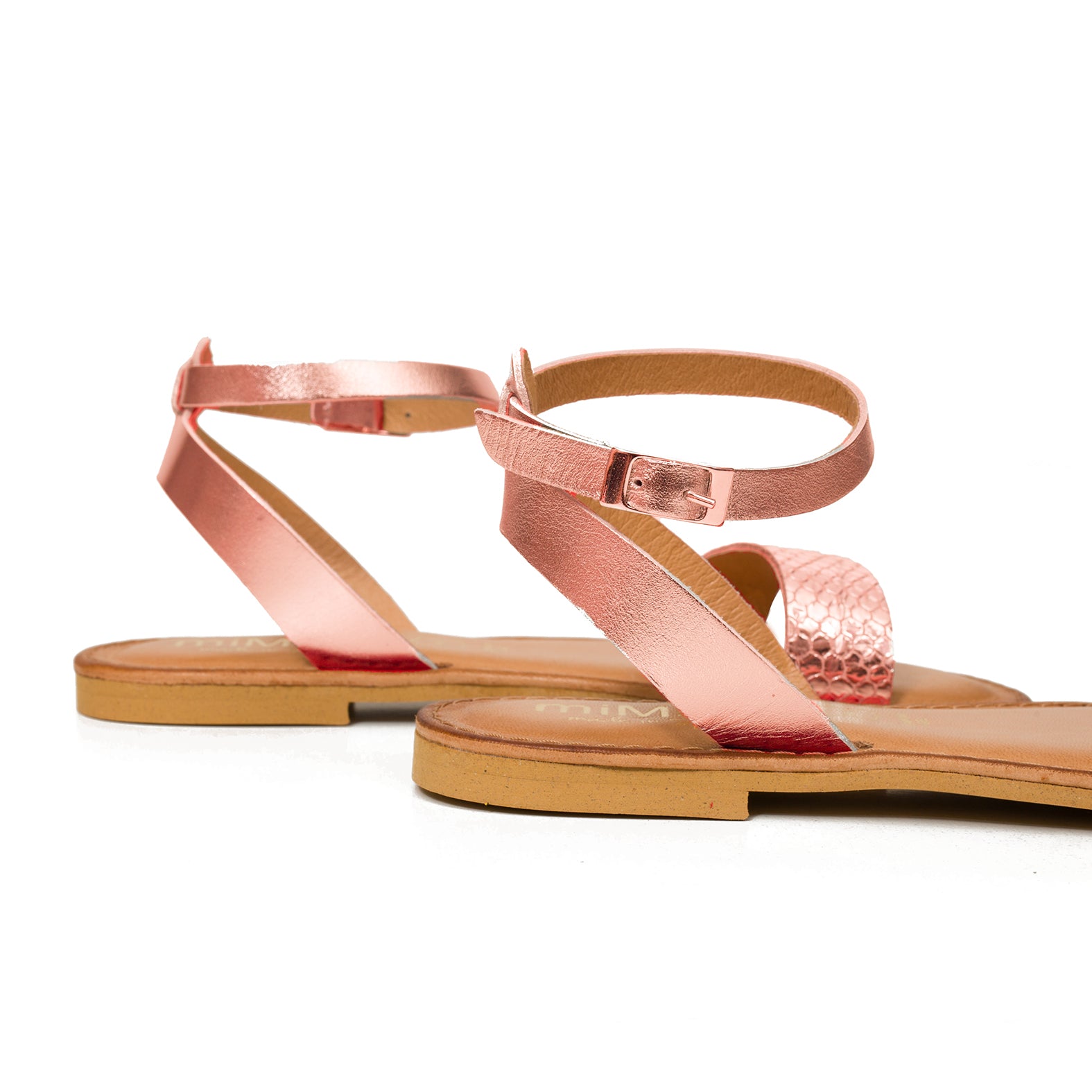 PULSERA - Sandalias planas con pulsera ORO ROSA