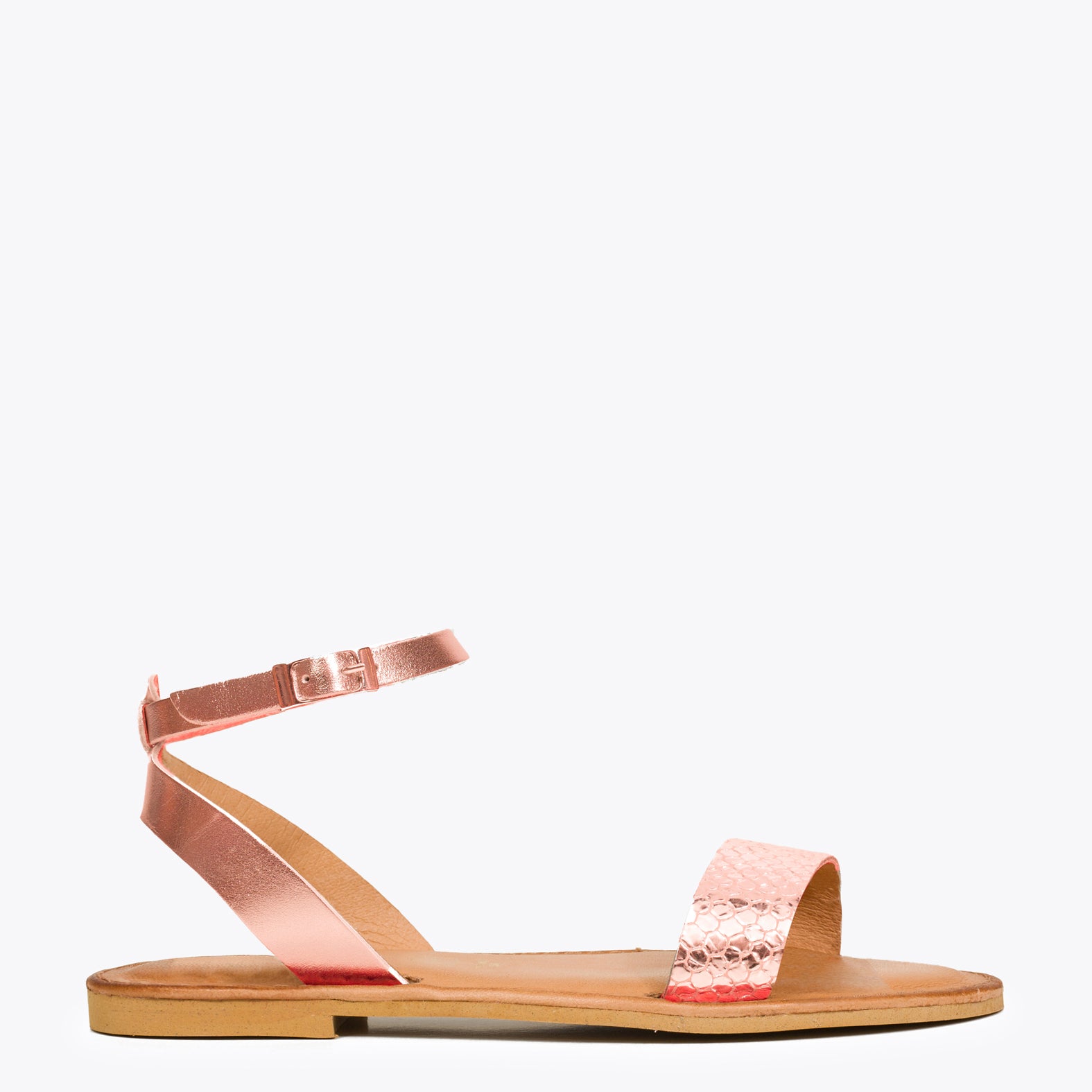 PULSERA - Sandalias planas con pulsera ORO ROSA