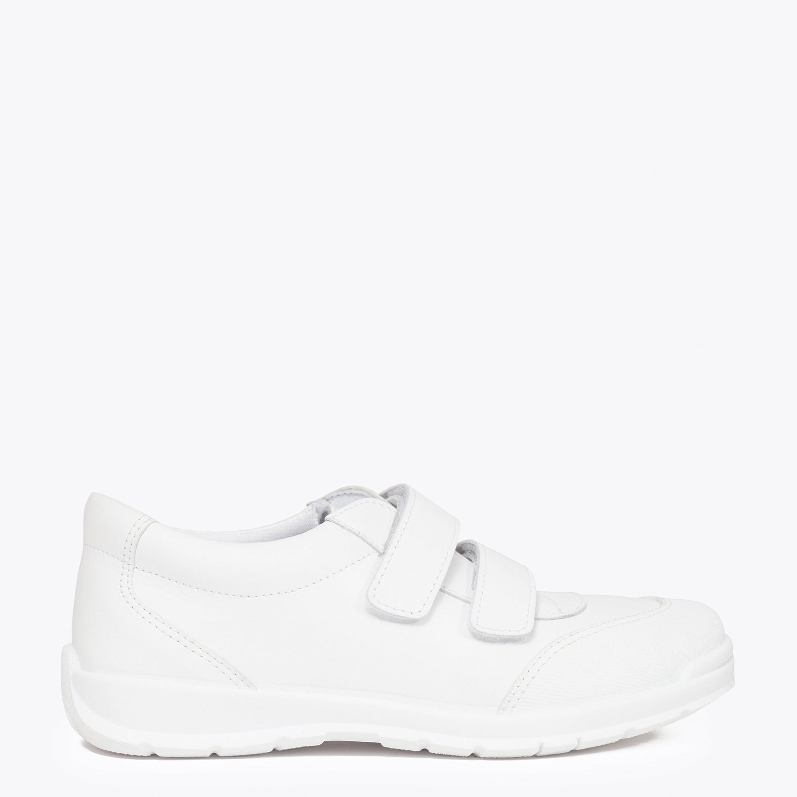 Zapatos Colegiales niños deportivos escolares Piel Lavable Blanco