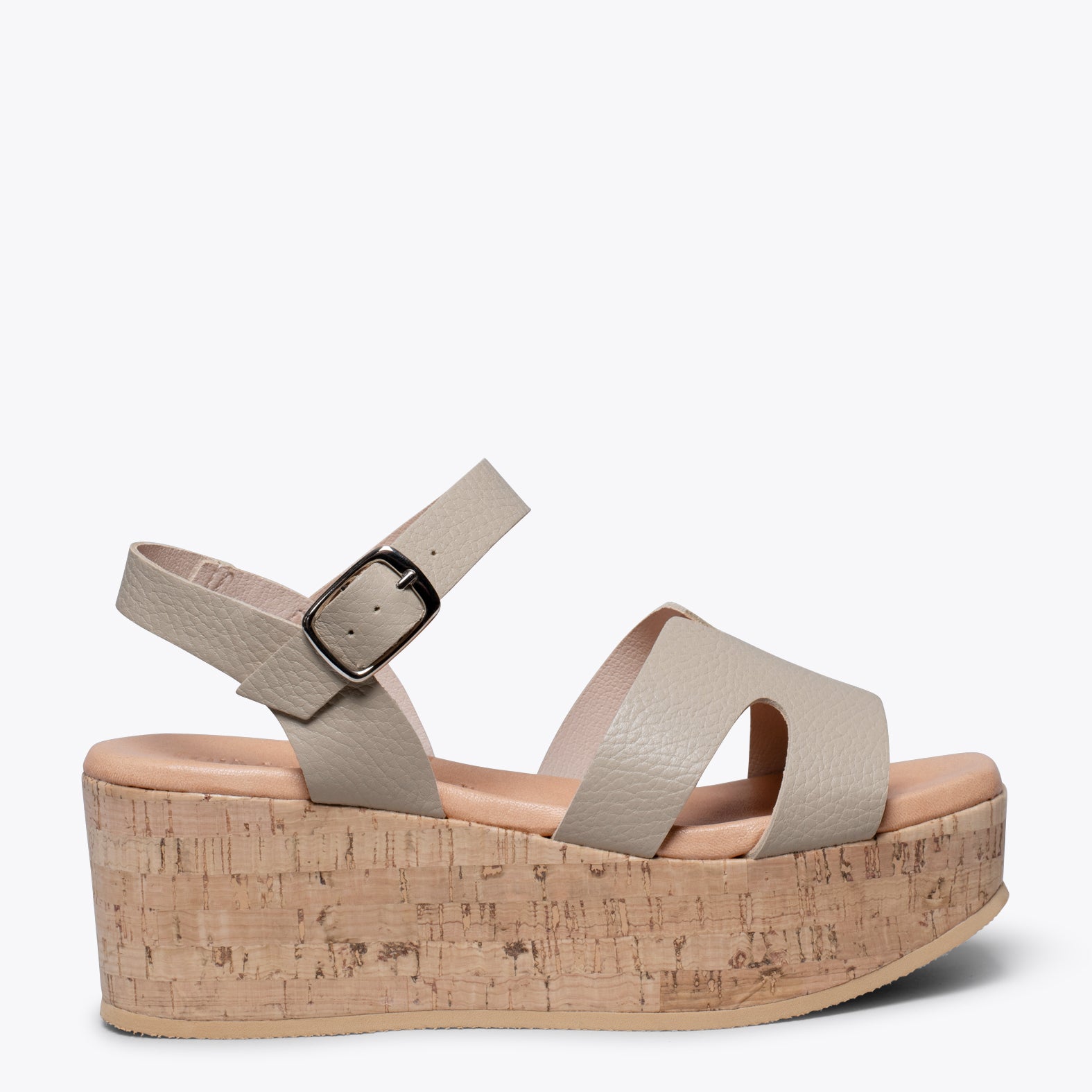 HACHE – Sandalia con cuña de corcho BEIGE