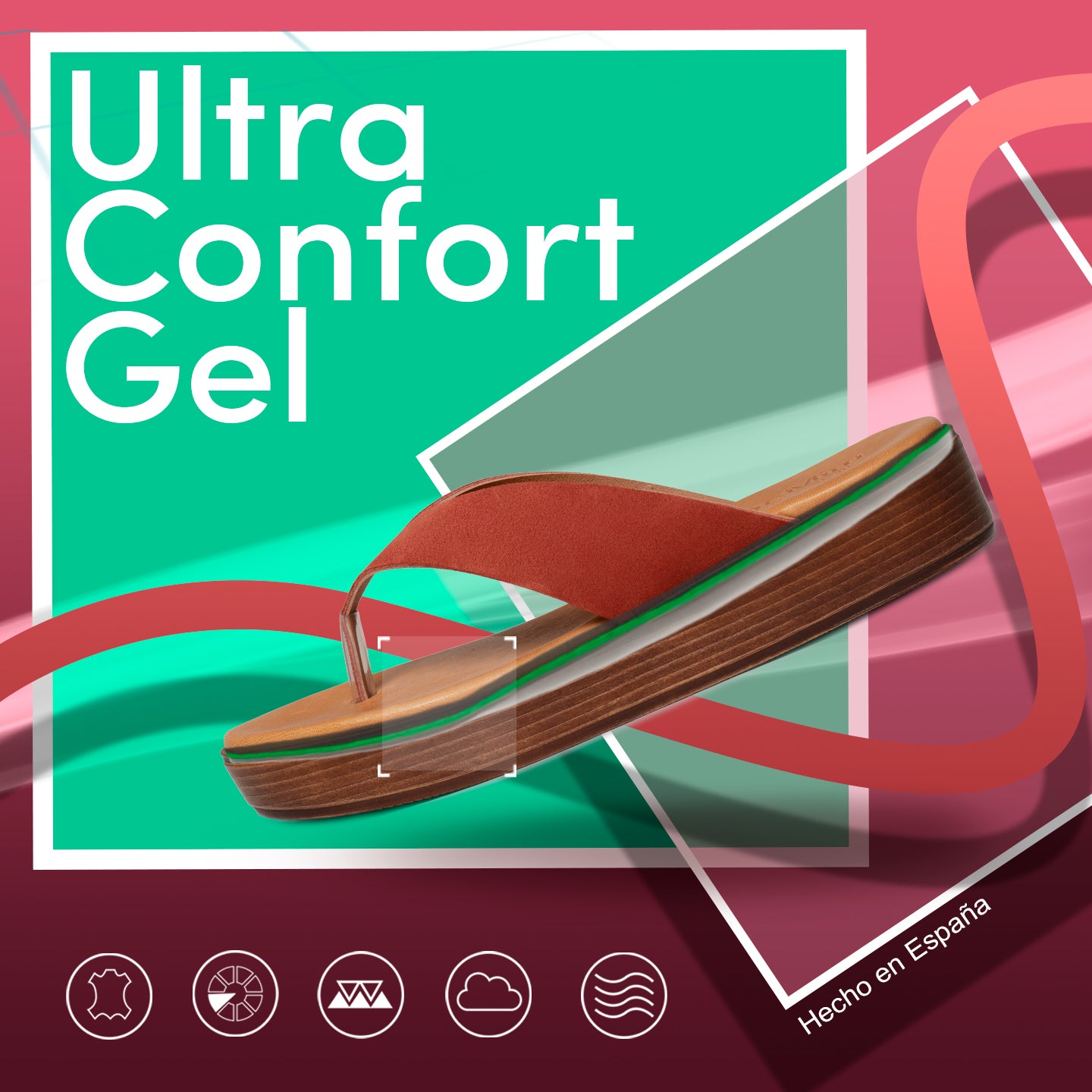 BASIC - Sandales VERT entre doigts avec plateforme