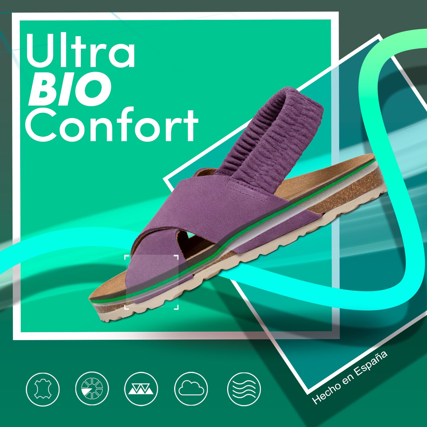 PALMERA Sandalia plana bio con tiras cruzadas y elástico AZUL MARINO