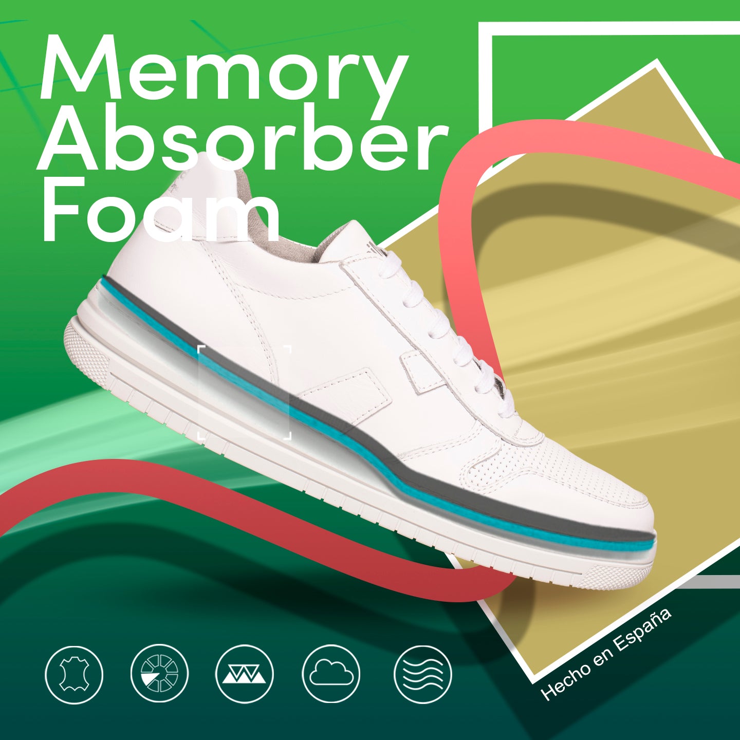 FUN - Baskets BLANC/BLEU pour femme Memory Absorber Foam