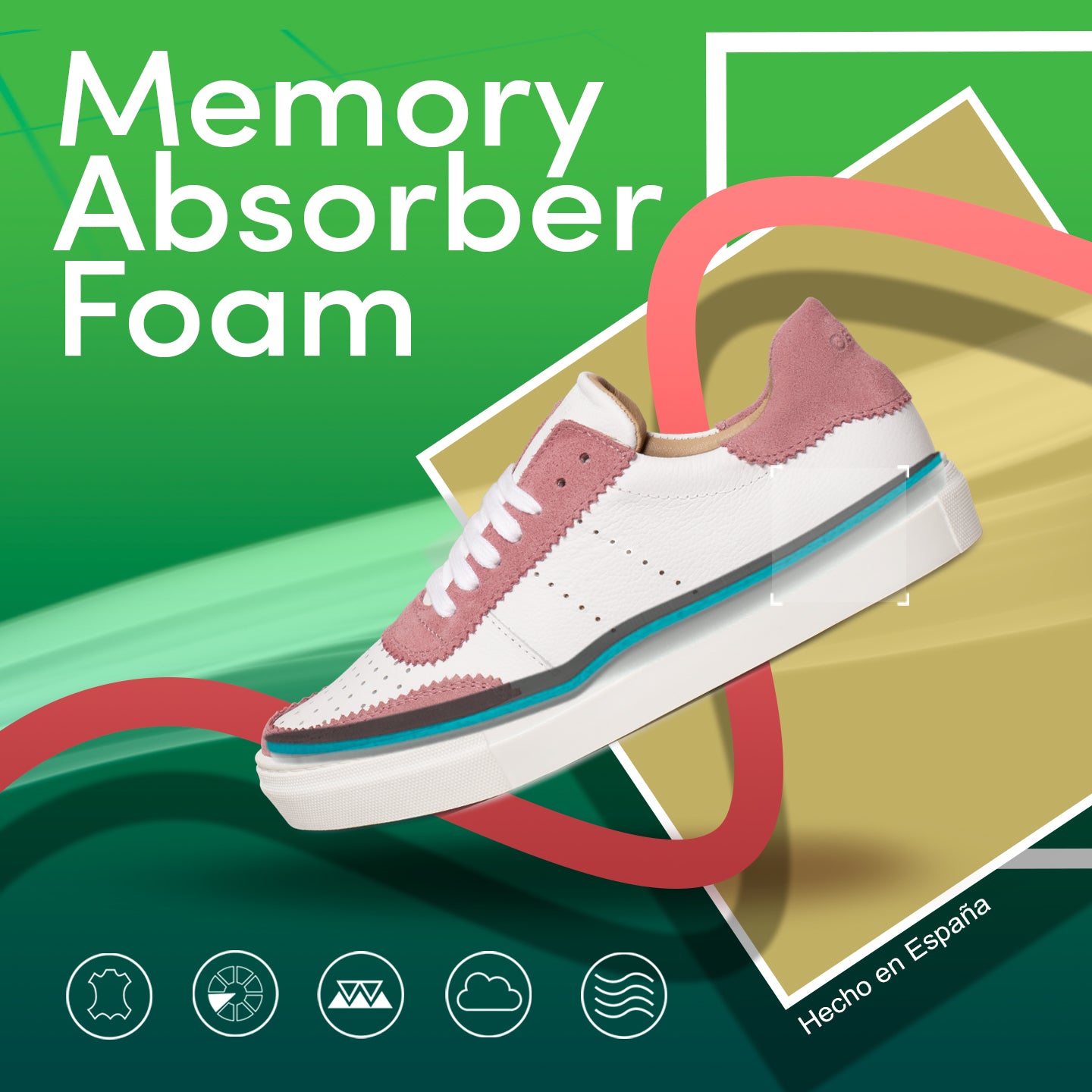 ROLLER Zapatillas Blancas de mujer con festón VERDE