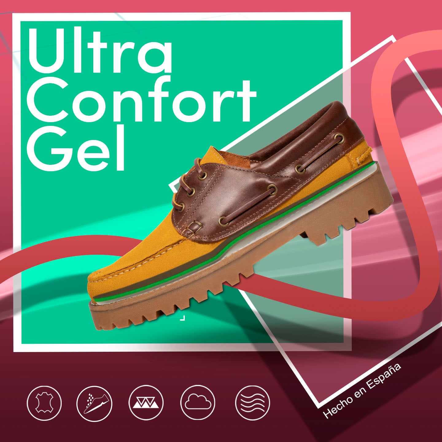 NÁUTICO Zapatos de cordones para hombre ROJO