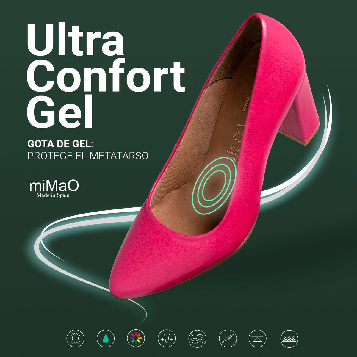 URBAN SALON - Zapatos MARINO de piel y tacón alto