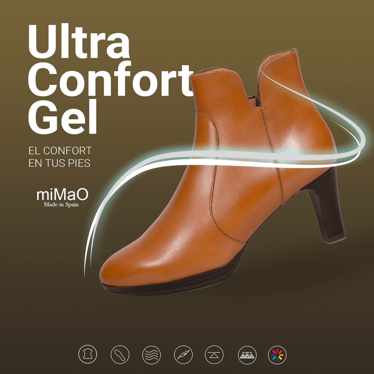 ROMA - Botines de vestir con tacón CAMEL