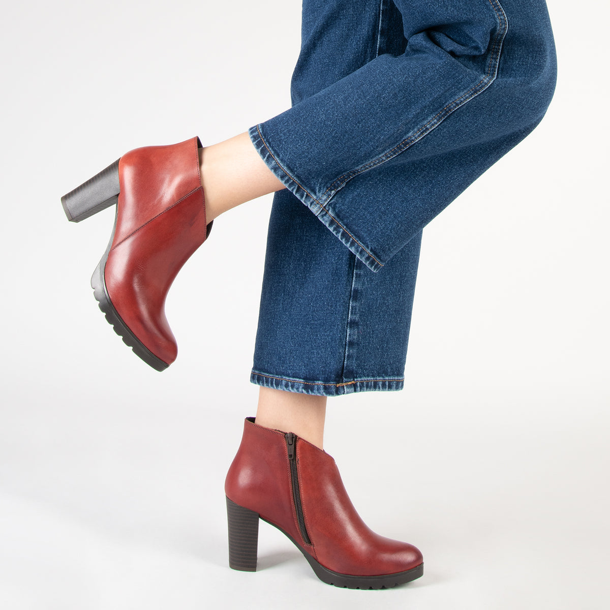 CLASSIC - Bottines pour femme à talon BORDEAUX