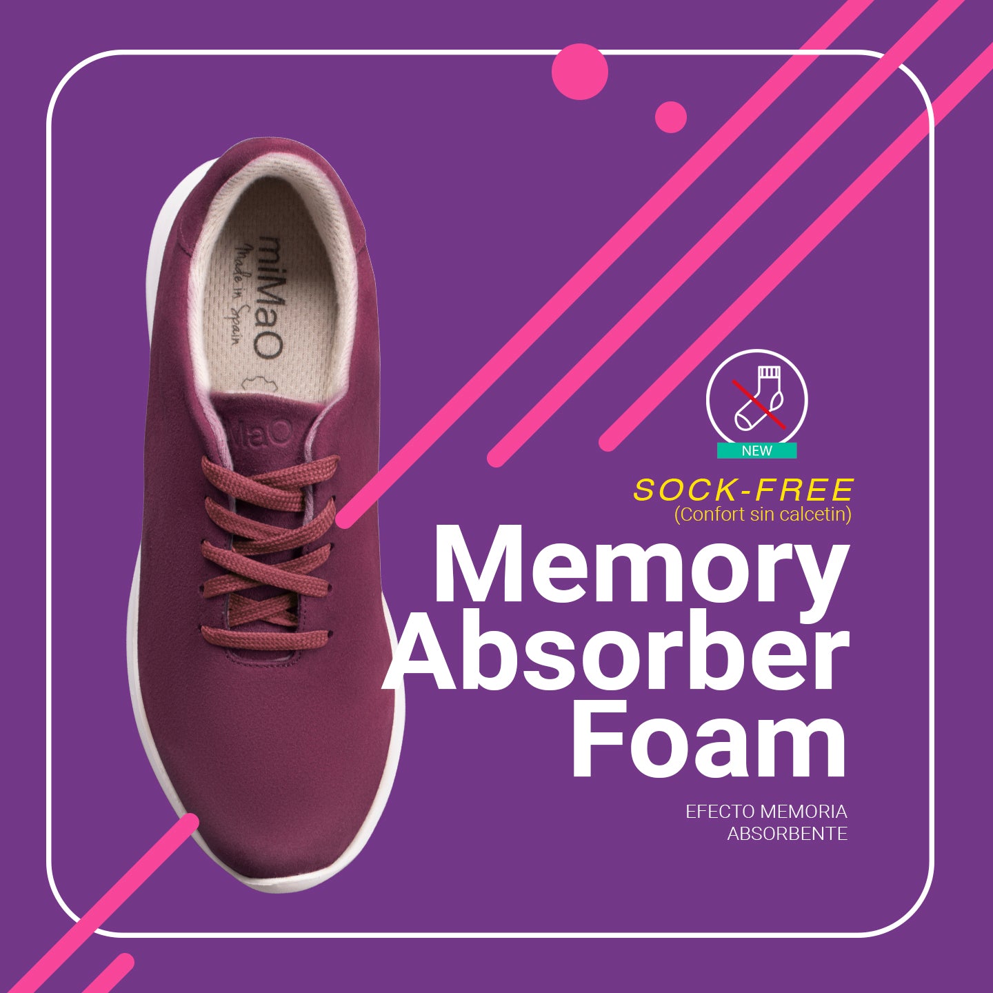 WALK – Zapatillas cómodas de mujer BURDEOS