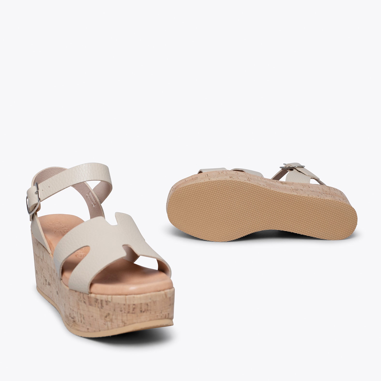 HACHE – Sandalia con cuña de corcho BEIGE