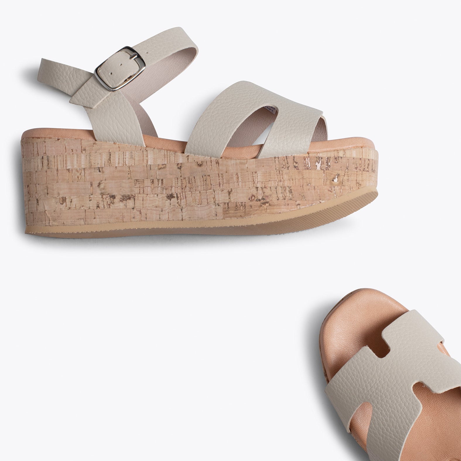HACHE – Sandalia con cuña de corcho BEIGE