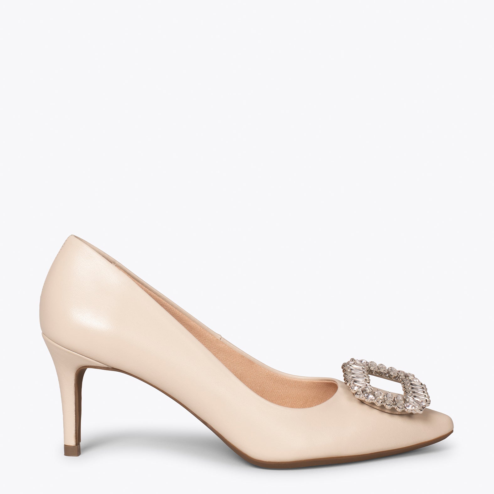 ELLA - Zapatos de tacón fino BEIGE con pedrería