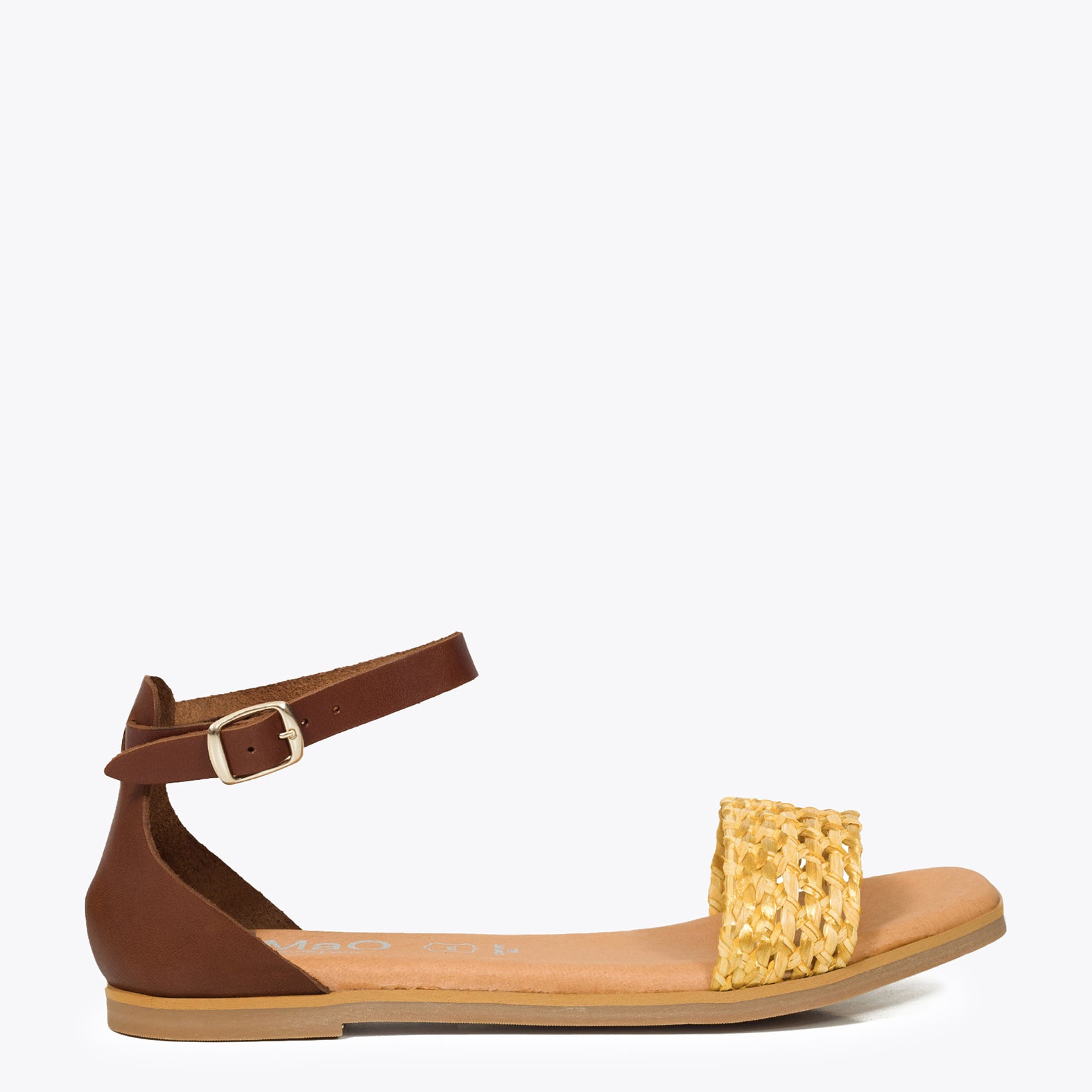 RAFIA - Sandalia plana tira rafia AMARILLA