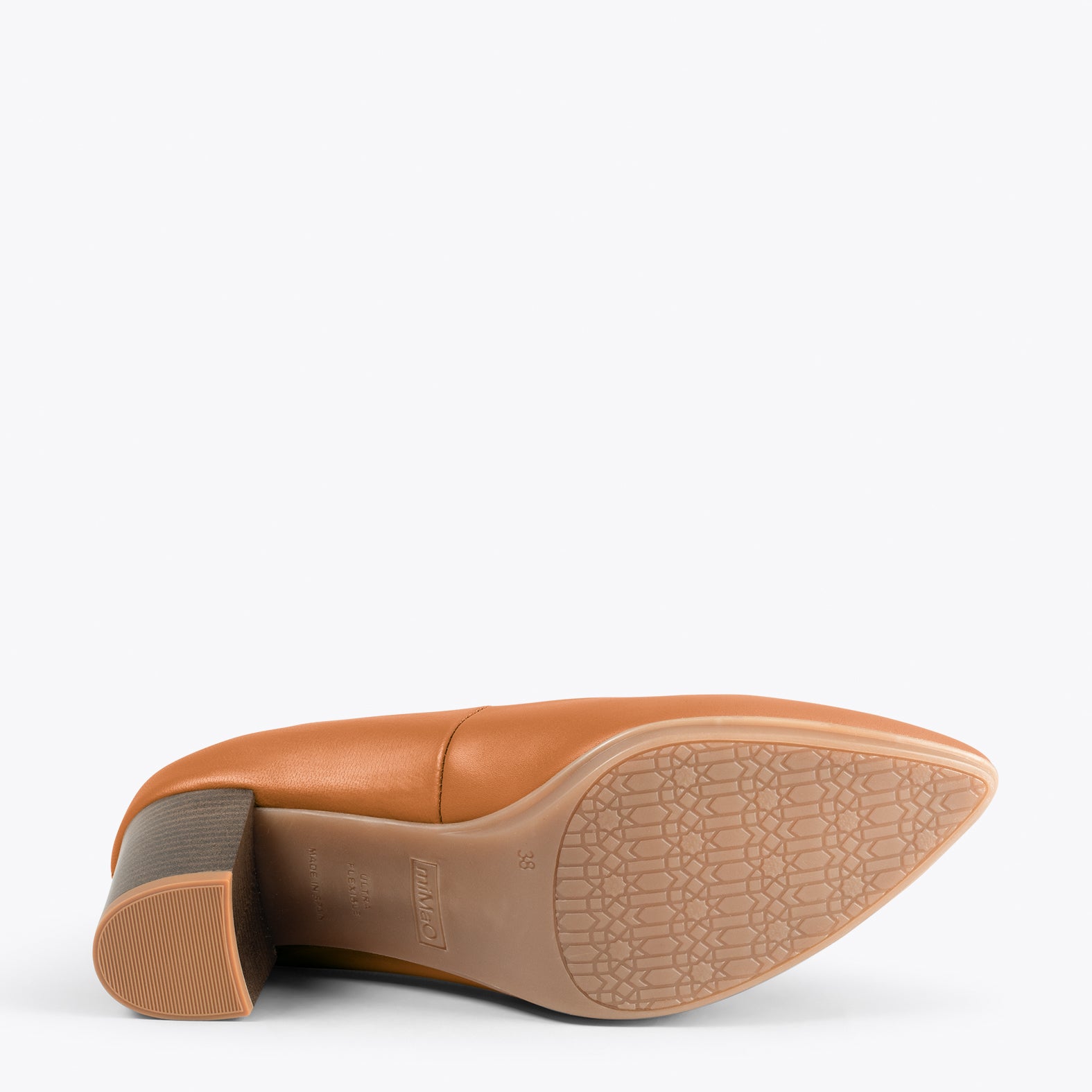 URBAN S SALON – Zapatos de tacón medio de napa CAMEL