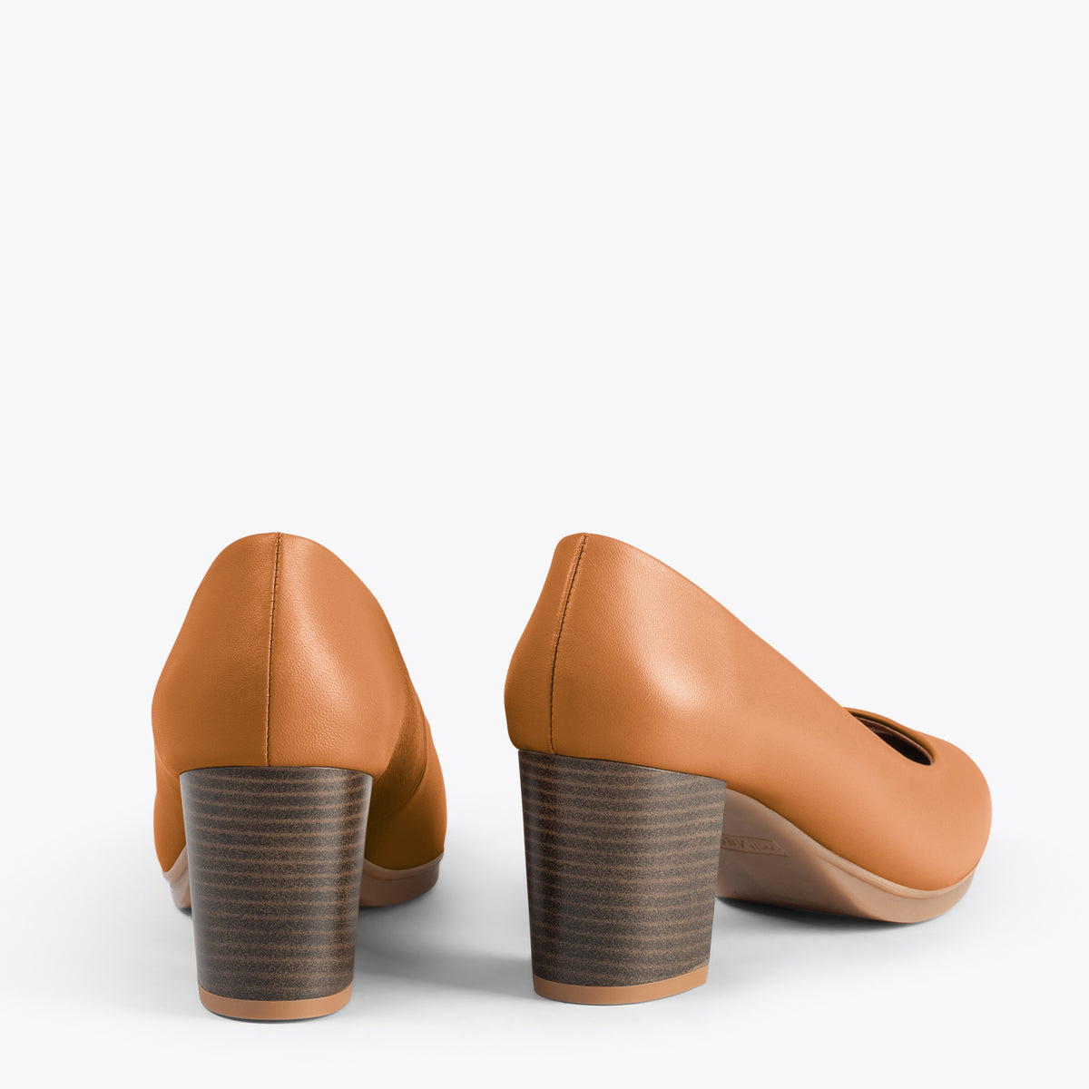 URBAN S SALON – Zapatos de tacón medio de napa CAMEL