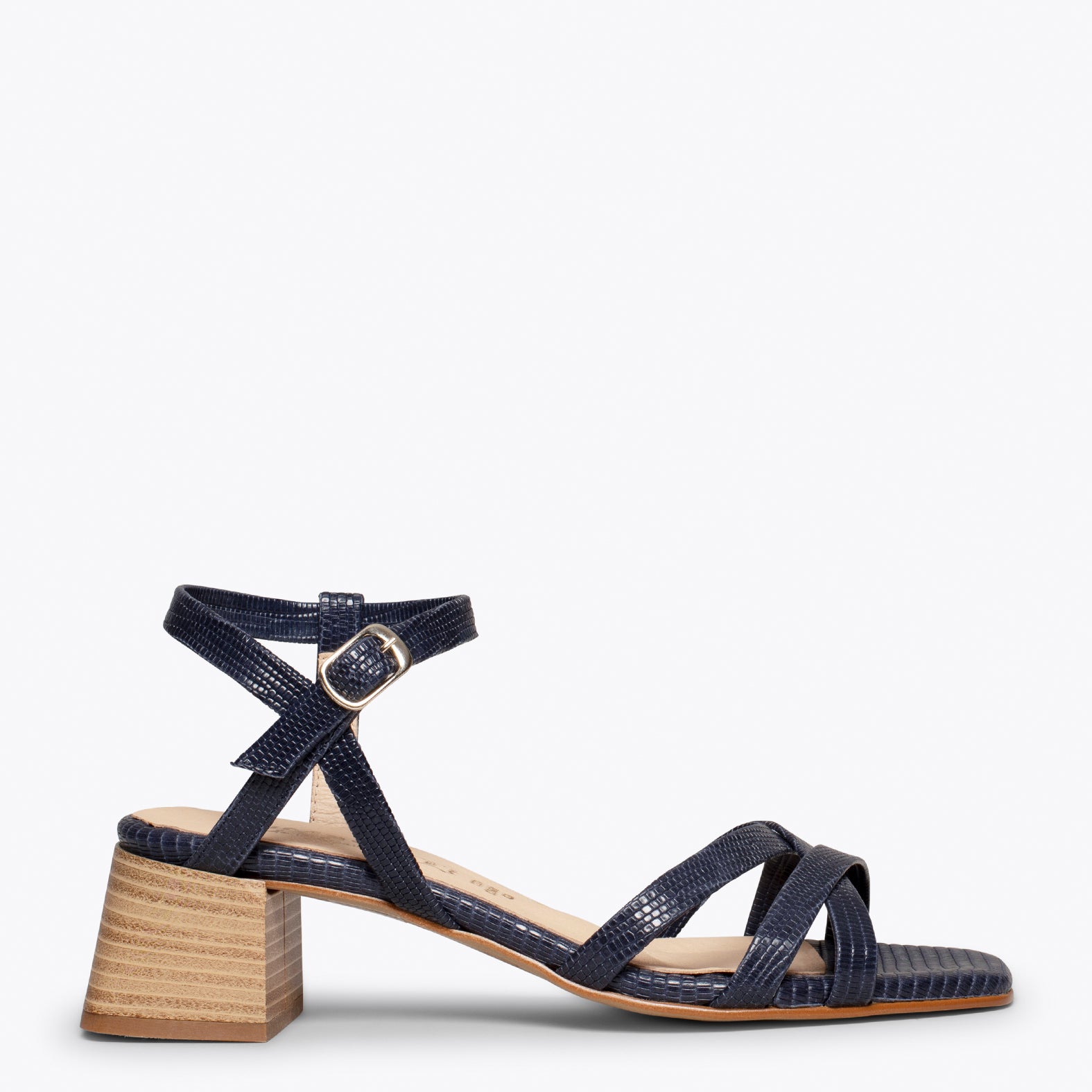 ELEGANT - Sandales BLEU MARINE habillées, imprimé serpent