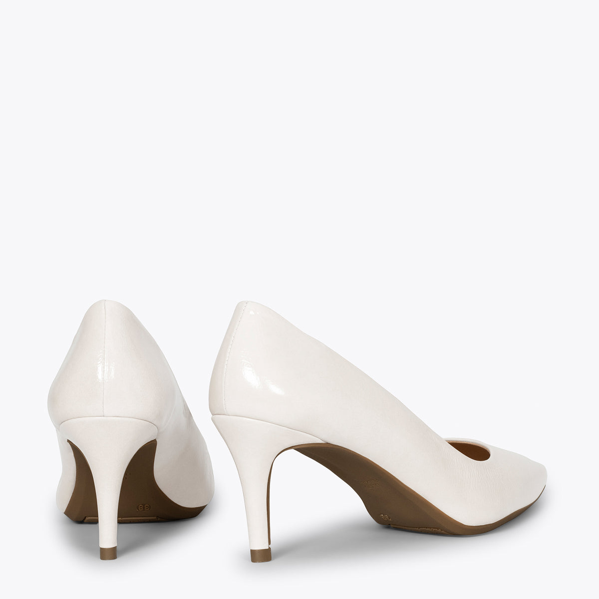 STILETTO Zapatos de charol BLANCO con tacón de aguja