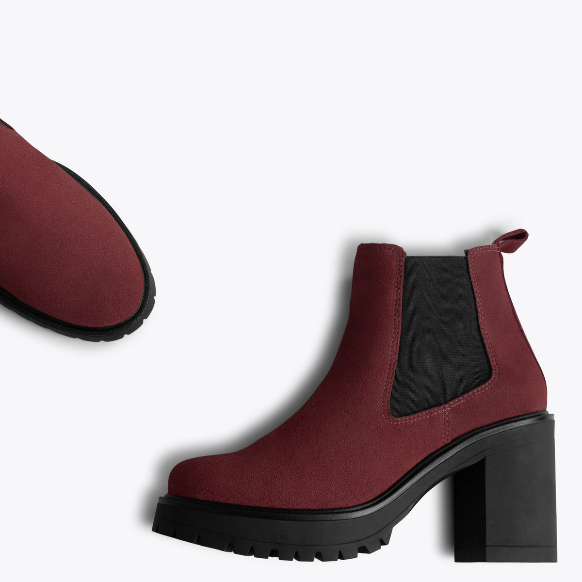 TOKIO - Botines BURDEOS con tacón y plataforma