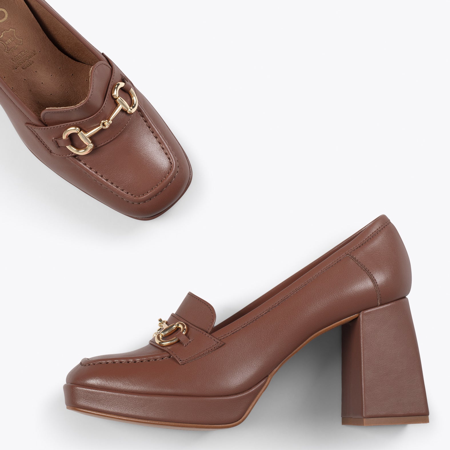ANNETTE – Mocassins pour femme à talon et plateforme MARRON