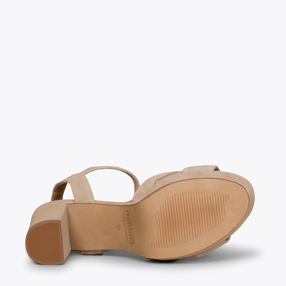 PARIS - Sandales avec talon large et plateforme CAMEL