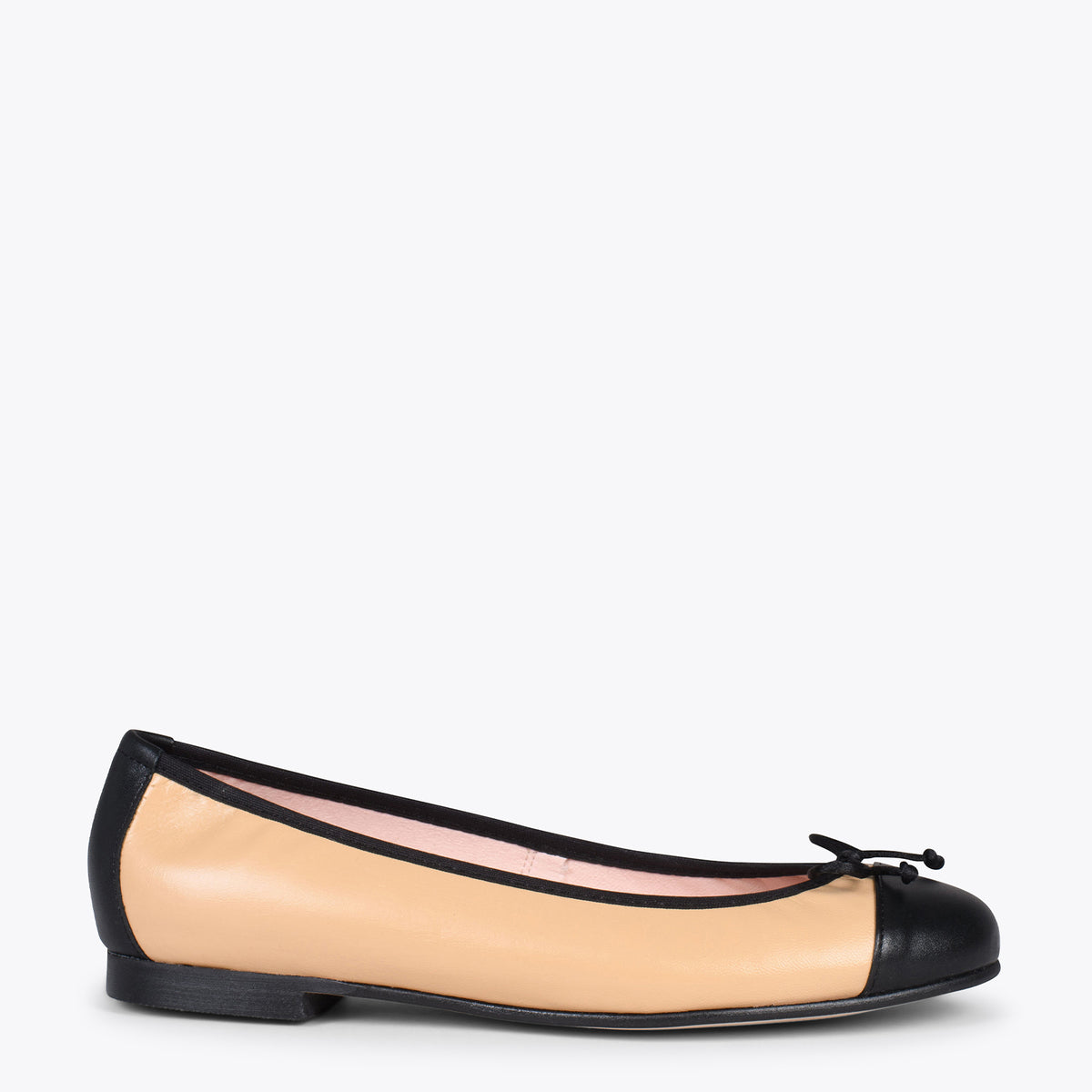 BALLET – SAND ballerina flats with black toe
