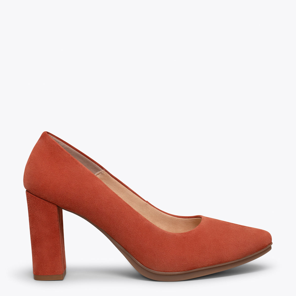 URBAN – Zapatos de tacón alto de ante TEJA